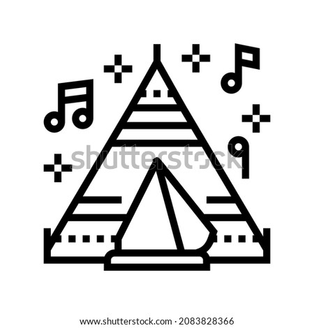 tent on music festival line icon vector. tent on music festival sign. isolated contour symbol black illustration