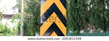 traffic safety signs on city street road. direction movement sign outdoor. danger warning symbol on urban way for transport automobile and car. control and regulate drive in town path. banner