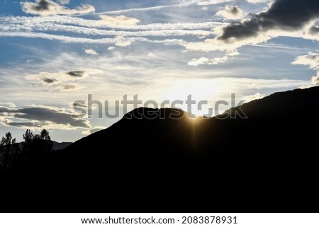 sunset in mountains, photo as a background, digital image
