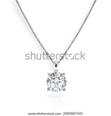 Big Diamond Solitaire Necklace with Chain Royalty-Free Stock Photo #2083887445