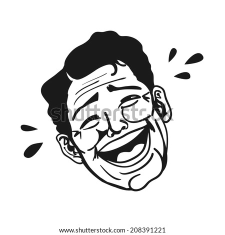 Portrait of retro man laughing out loud