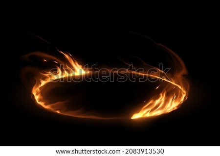Circle fire flames effect on black background