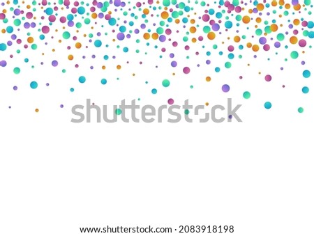 Multicolored Dot Independence Vector  White Background. Celebrate Confetti Background. Vector Splash Texture. Color Rain Abstract Banner.