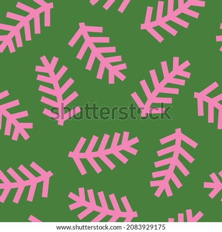 Pink pine tree branches. Christmas vector pattern