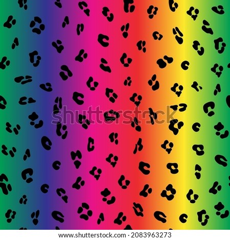 Leopard seamless rainbow pattern. Leopard pattern design in rainbow colors. Seamless ocelot pattern for wallpaper, wrapping pape, textile
