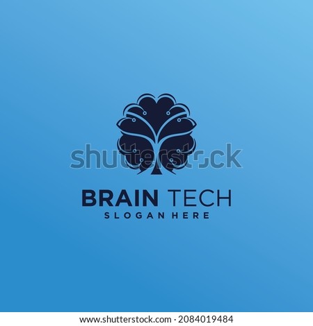 Brain and technology logo combination brain technology brain logo icon set and vector illustration