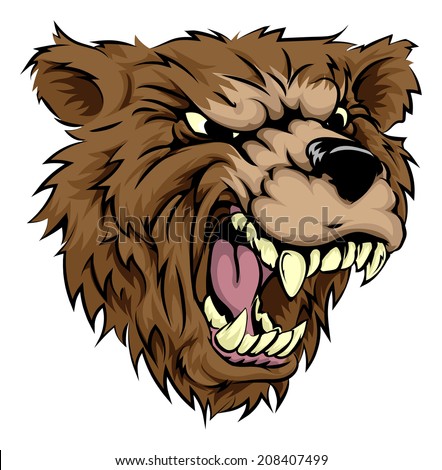 An illustration of a fierce bear animal character or sports mascot
