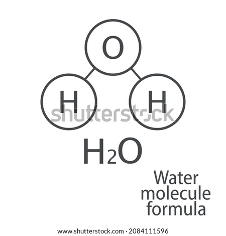 H2O water molecule icon consisting of oxygen and hydrogen. Flat. Vector illustration. Royalty-Free Stock Photo #2084111596