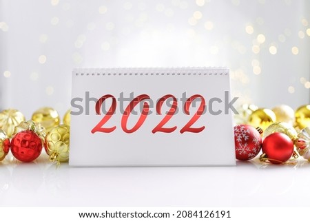 Happy new  year concept with numbers 2022 on background  bokeh