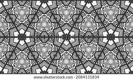 Vector seamless pattern, geometric background. Black and white abstract triangle ornament, line art. Tribal ethnic arabic, indian decoration