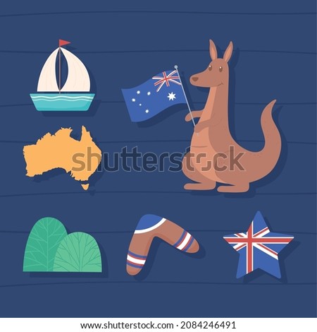australia country map and flag
