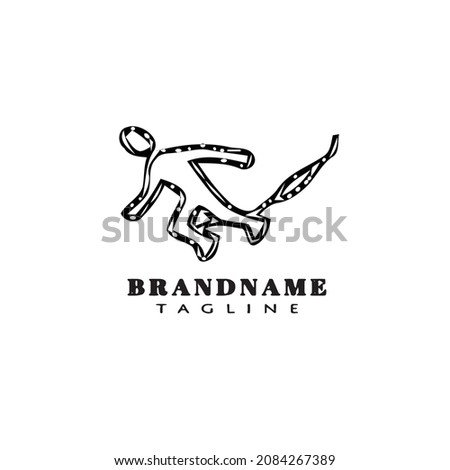 cute bungee jumper cartoon logo icon design template black modern isolated vector illustration