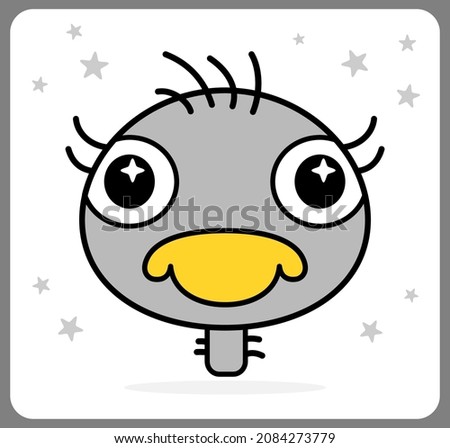 Vector illustration of a vulture's face. Cute Cartoon Animals isolated on a white background. 
