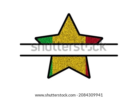 Bright glitter star- template in colors of national flag. Mali