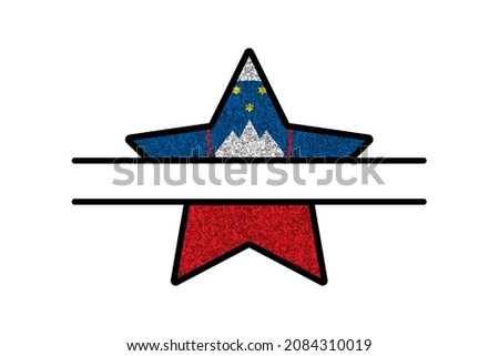 Bright glitter star- template in colors of national flag. Slovenia