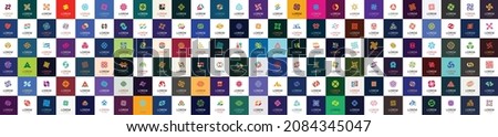 Abstract logos collection. Geometric abstract logos. Icon design Royalty-Free Stock Photo #2084345047
