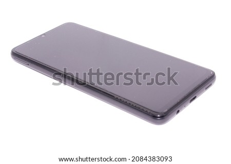 Smartphone isolated on white background with selective focus