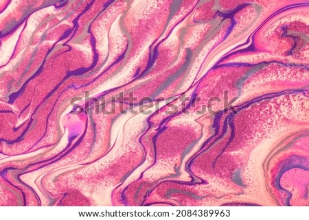 Abstract fluid art background light purple and pink colors. Liquid marble. Acrylic painting on canvas with lilac shiny lines and gradient. Alcohol ink backdrop with waves pattern.