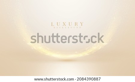 Golden curve light effects on stage background. Sparkling elements. Luxury 3d style. Royalty-Free Stock Photo #2084390887