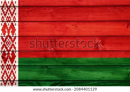 Flag of Belarus on wooden surface