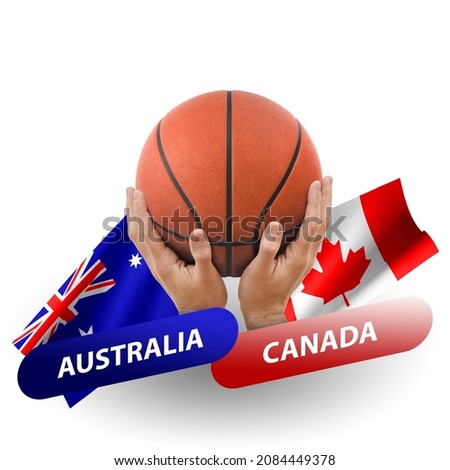 Basketball competition match, national teams australia vs canada