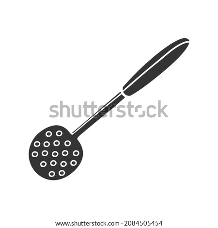 Kitchen Skimmer Icon Silhouette Illustration. Spoon Spatula Vector Graphic Pictogram Symbol Clip Art. 