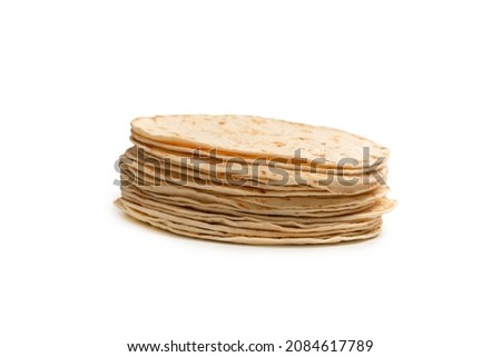 Pitta bread isolated on white background. Top view. 