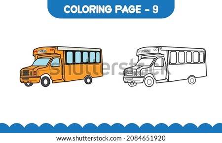 Vehicles Coloring Pages line art for book and drawing. To color, this page is very easy. Suitable for little kids and toddlers.