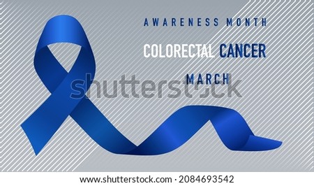 Blue ribbon as a symbol of Colorectal cancer awareness. Prevention month. Vector illustration