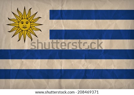 Uruguay flag pattern on the paper texture ,retro vintage style