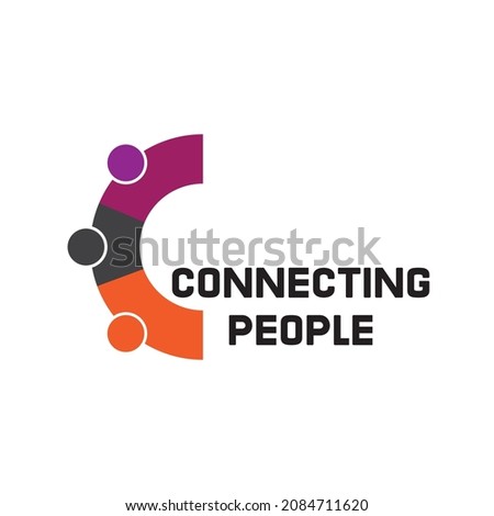 People holding hands, forming a raibow circle abstract symbol of connected people who hold a circle to express friendship love and harmony we are a unique world, logo letter c logo connectant  vector  Royalty-Free Stock Photo #2084711620