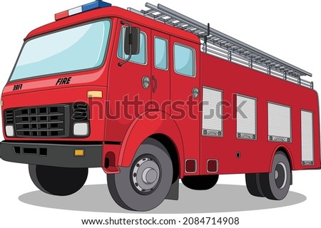 Vector illustration of Fire engine cartoon