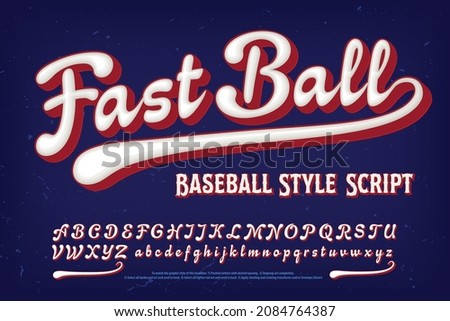 Fast Ball is a baseball or sport style script alphabet with rounded 3d effects and a deep red drop shadow. Good alphabet for sports team logos, insignias on sportswear, jerseys, etc.