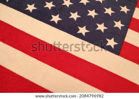 American flag. Part of the Stars and Stripes. Concept of freedom and success. US-style. Made as a blanket.