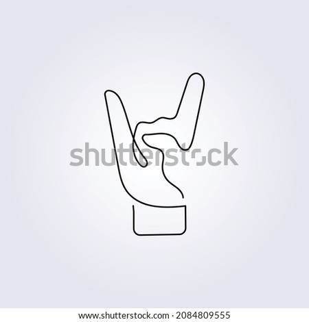simple rock hand sign one line continuous icon sticker symbol draw sketch vector logo illustration design graphic