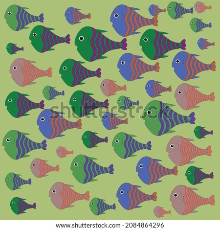Cute fish. Kids background.  Can be used in textile industry, paper, background, scrapbooking.