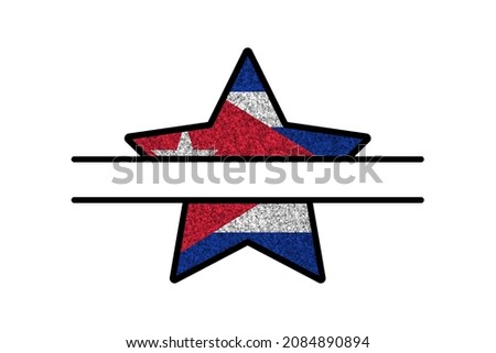 Bright glitter star- template in colors of national flag. Cuba
