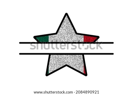 Bright glitter star- template in colors of national flag. Mexico