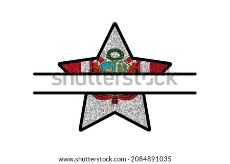 Bright glitter star- template in colors of national flag. Peru