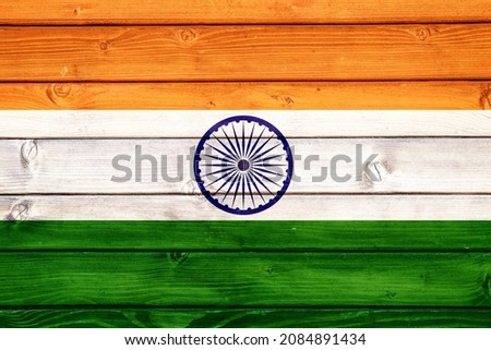 Flag of India on wooden surface