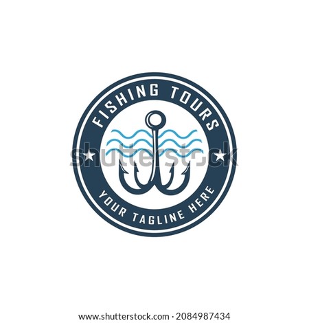 Fishing badge template. Vintage retro badge for fishing event.

