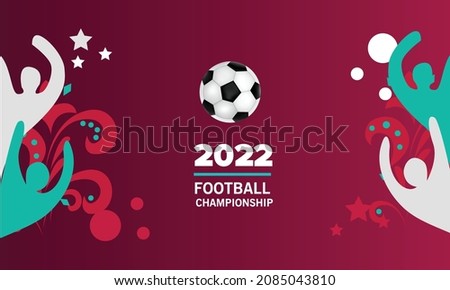 Arabic patterns and the flag of Qatar. Football competition symbol. Burgundy color. Royalty-Free Stock Photo #2085043810