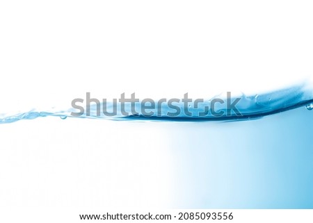 Clear water in a square glass like a sea or a separate aquarium on a white background.