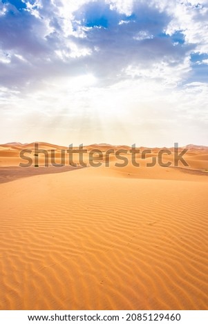 Beautiful landscape of the Sahara Desert, erg Chebbi, Merzouga, morocco Royalty-Free Stock Photo #2085129460