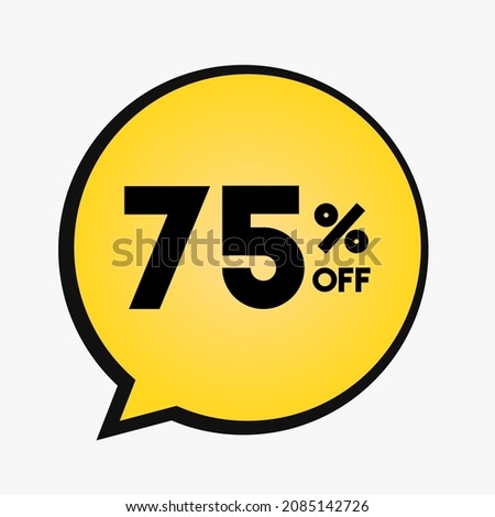 75 off sale yellow and black balloon in a white background