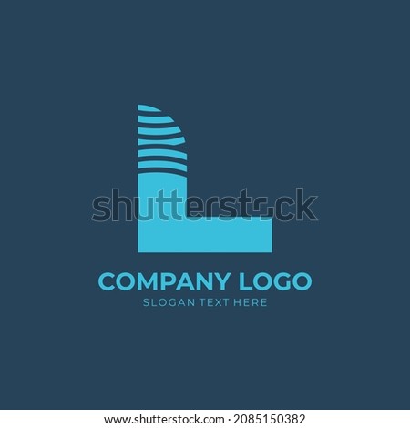 Initial L Wave Logo Design, Initial Letter L vector With Ocean Waves