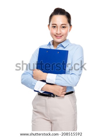 Asian secretary with file pad