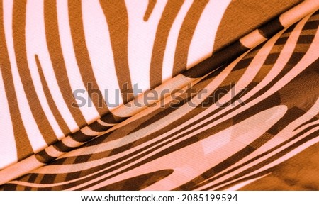 ilk fabric, brown and white abstract lines. The magical shape of an abstract brown and white pattern. Retro modern decor, textile art, design, texture, background, pattern