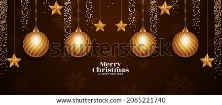 Modern Merry Christmas festival celebration banner design vector