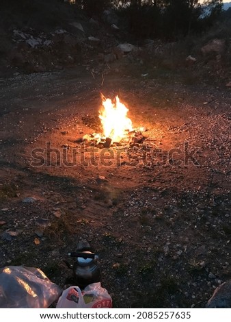 campfire on an autumn evening